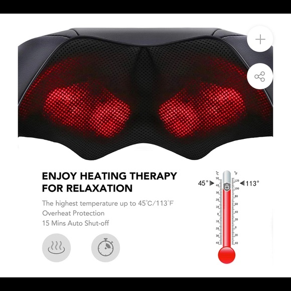 NAIPO SHIATSU BACK AND NECK ROTATING MASSAGER WITH HEAT 3D DEEP KNEADING. NEW!!! - Picture 7 of 12